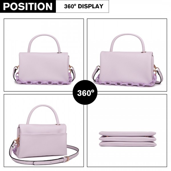 LB2122 - Miss Lulu Personality Versatile Chain Handbag Crossbody Bag - Purple