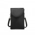 LB2140 - Miss Lulu Touch Screen Genuine Leather Small Crossbody Bag - Black