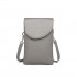 LB2140 - Miss Lulu Touch Screen Genuine Leather Small Crossbody Bag - Grey
