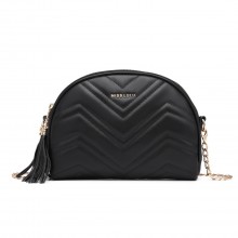 LB2236 - Miss Lulu Trendy Tassel Crossbody Bag - Black