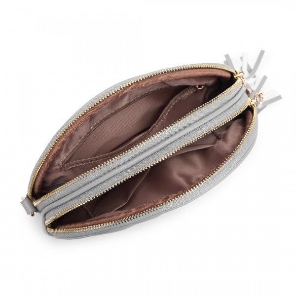 LB2236 - Miss Lulu Trendy Tassel Crossbody Bag - Grey