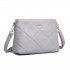 LB2237 - Miss Lulu PU Leather Rhombus Shoulder Bag - Light Grey