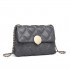 LB2242 - Miss Lulu Smooth Flap Chain Shoulder Bag - Grey