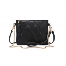 LB2247 - Miss Lulu Small PU Leather Soft Crossbody Bag - Black