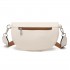 LB2307 - Miss Lulu Wide Strap Bum Bag Lightweight Adjustable Waist Bag - Beige And Brown