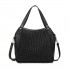 LB2317 - Miss Lulu Casual Shoulder Bag With Stylish Pleated Design - Black