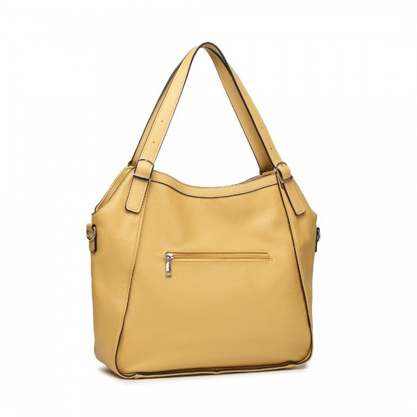 LB2317 - Miss Lulu Casual Shoulder Bag With Stylish Pleated Design - Yellow