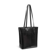LD2116 - Miss Lulu Genuine Leather Tote Handbag - Black