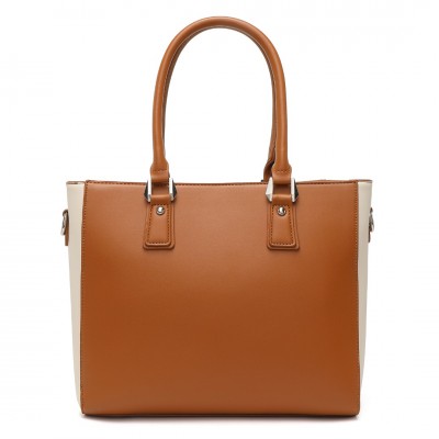 LG1641 - Miss Lulu V-Form Schulterhandtasche in Lederoptik - Braun 