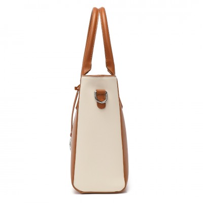 LG1641 - Miss Lulu V-Form Schulterhandtasche in Lederoptik - Braun 