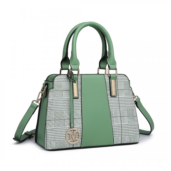 LG2001 - Miss Lulu Gingham Plaid Panel Schultertasche - grün
