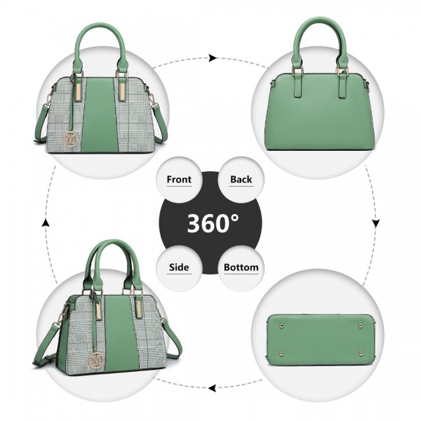 LG2001 - Miss Lulu Gingham Plaid Panel Schultertasche - grün