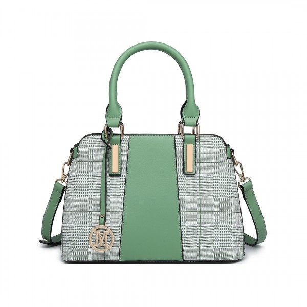 LG2001 - Miss Lulu Gingham Plaid Panel Schultertasche - grün