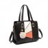 LG2051 - Miss Lulu Colour Block Cross-Body Handbag - Black