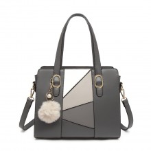 LG2051 - Miss Lulu Colour Block Cross-Body Handbag - Grey