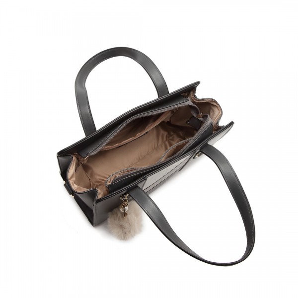 LG2051 - Miss Lulu Colour Block Cross-Body Handbag - Grey