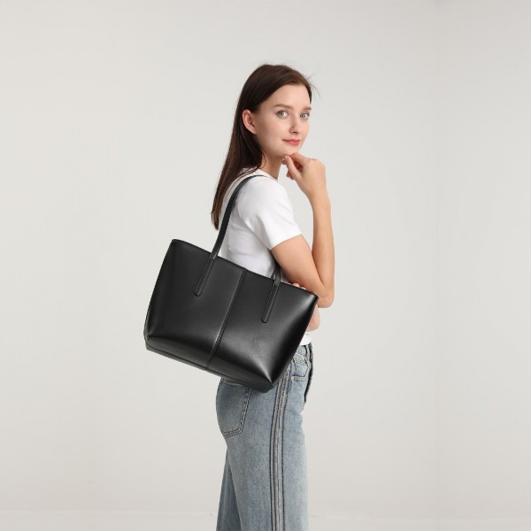 LG2062 - Miss Lulu Leder Einfach aussehen Zwanglos Tragetasche - Schwarz