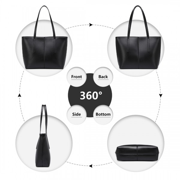 LG2062 - Miss Lulu Leder Einfach aussehen Zwanglos Tragetasche - Schwarz