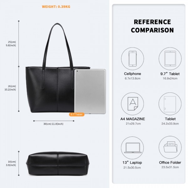 LG2062 - Miss Lulu Leder Einfach aussehen Zwanglos Tragetasche - Schwarz