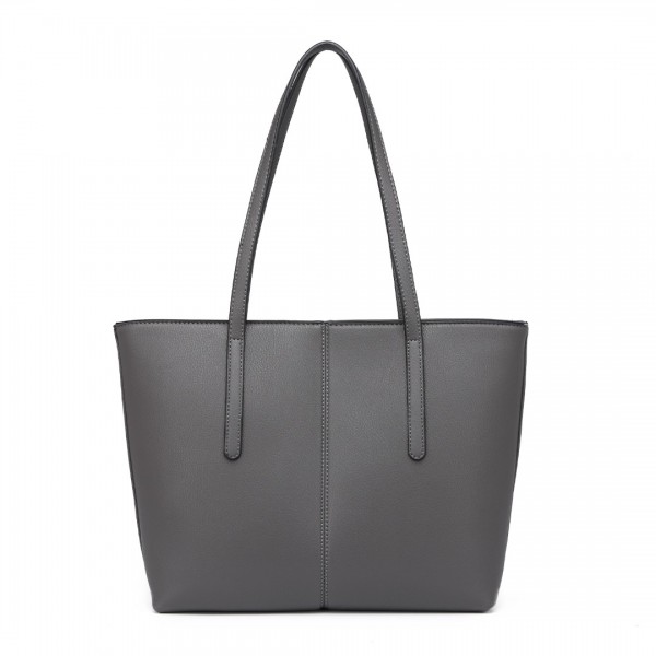 LG2062 - Miss Lulu Leder Einfach aussehen Zwanglos Tragetasche - Grau