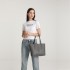 LG2062 - Miss Lulu Leather Look Simple Casual Tote Bag - Grey