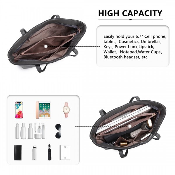 LG2062 - Miss Lulu Leder Einfach aussehen Zwanglos Tragetasche - Grau