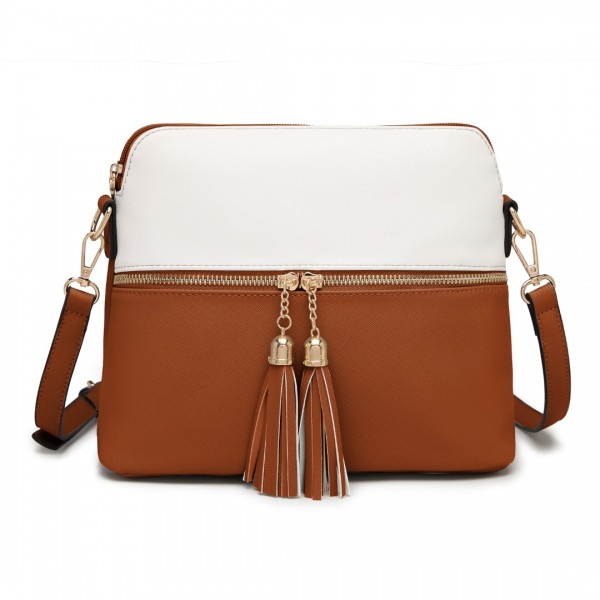 LG2023 - Miss Lulu Conjunto de bolso tote de 3 piezas con aspecto de cuero - Beis y marrón