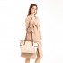LG2322 - Miss Lulu Elegant Tote Bag With Monogram Pattern - Beige And Brown