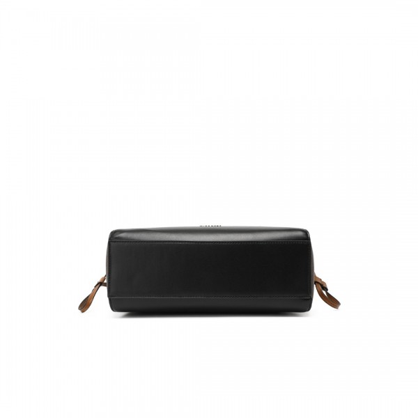 LG2322 - Miss Lulu Elegant Tote Bag With Monogram Pattern - Black And Brown
