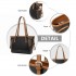 LG2322 - Miss Lulu Elegant Tote Bag With Monogram Pattern - Black And Brown