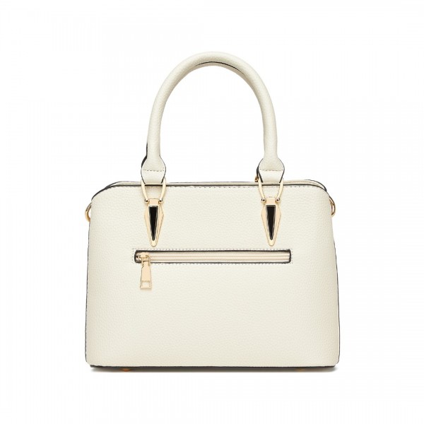 LG6865 - Miss Lulu Schultertasche in Leder-Optik mit Flechteffekt - Beige