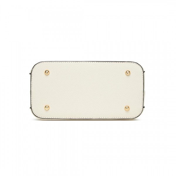 LG6865 - Miss Lulu Schultertasche in Leder-Optik mit Flechteffekt - Beige