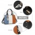 LG6866 - Miss Lulu Leather Look Colour Block Bow Pendant Handbag - Blue And Brown