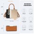 LG6866 - Miss Lulu Handtasche mit Schleifenanhänger und Farbblock in Lederoptik - Braun und Grau
