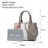 LG6866 - Miss Lulu Handtasche mit Schleifenanhänger und Farbblock in Lederoptik - Grau