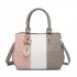 LG6866 - Miss Lulu Handtasche mit Schleifenanhänger und Farbblock in Lederoptik - Grau