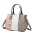 LG6866 - Miss Lulu Handtasche mit Schleifenanhänger und Farbblock in Lederoptik - Grau