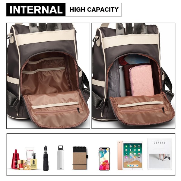 LG6917 - Miss Lulu Zwei-Wege-Anti-Diebstahl-Rucksack mit Pom Pom-Anhänger - Grau