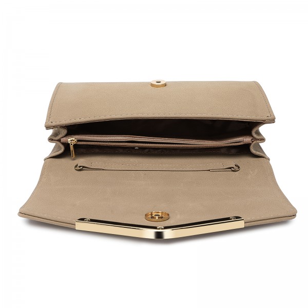 LH1756 - Miss Lulu Lederoptik Briefumschlag Unterarmtasche - Beige