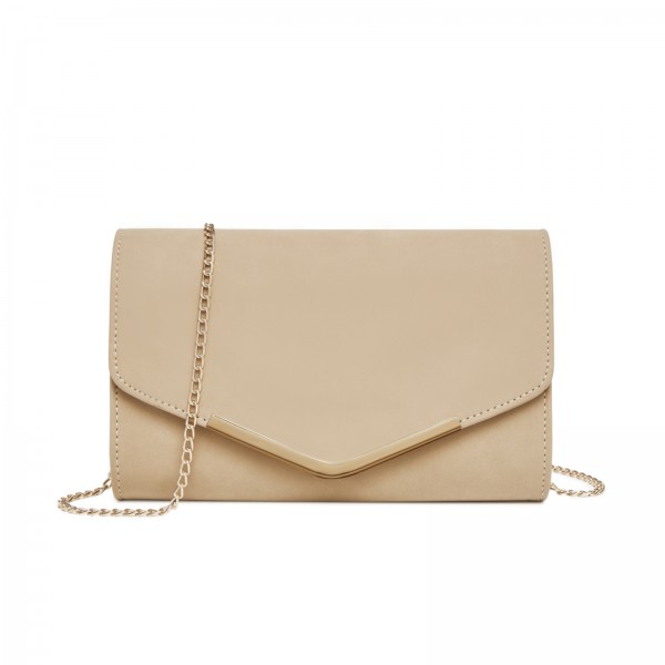 LH1756 - Miss Lulu Leather Look Envelope Clutch Bag - Khaki