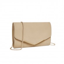 LH1756 - Miss Lulu Leather Look Envelope Clutch Bag - Khaki