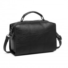 LH2067 - Miss Lulu Multi-Compartment Cross-Body Handbag - Black