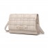 LH2202 - Miss Lulu Woven Texture Flap Leather Shoulder Bag - Beige