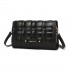 LH2202 - Miss Lulu Woven Texture Flap Leather Shoulder Bag - Black