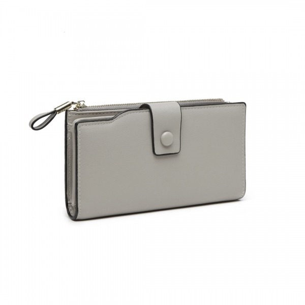 LP2104 - Miss Lulu RFID-Blocking Sleek Clutch Purse - Grey