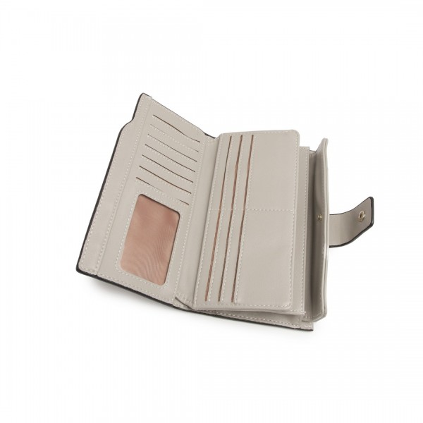 LP2104 - Miss Lulu RFID-Blocking Sleek Clutch Purse - Grey