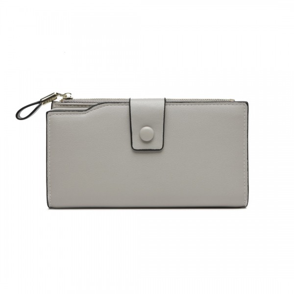 LP2104 - Miss Lulu RFID-Blocking Sleek Clutch Purse - Grey