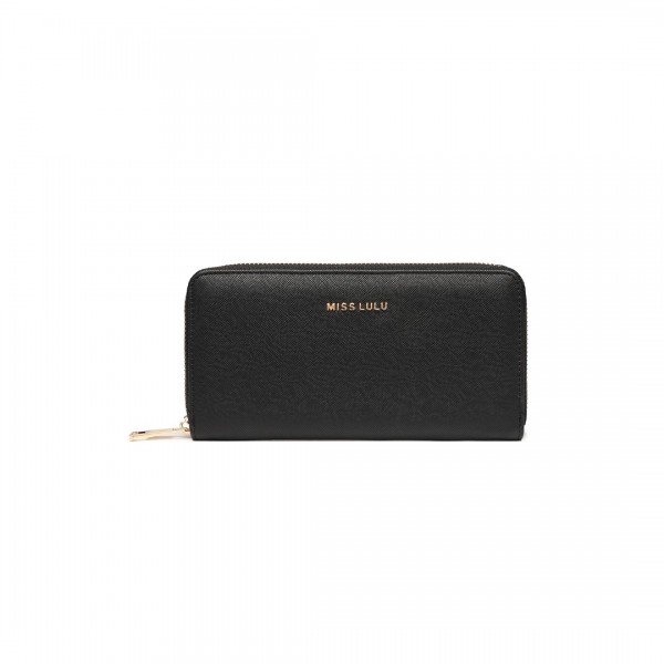 LP2108 - Miss Lulu Zip Closure Ladies Purse Wallet - Black