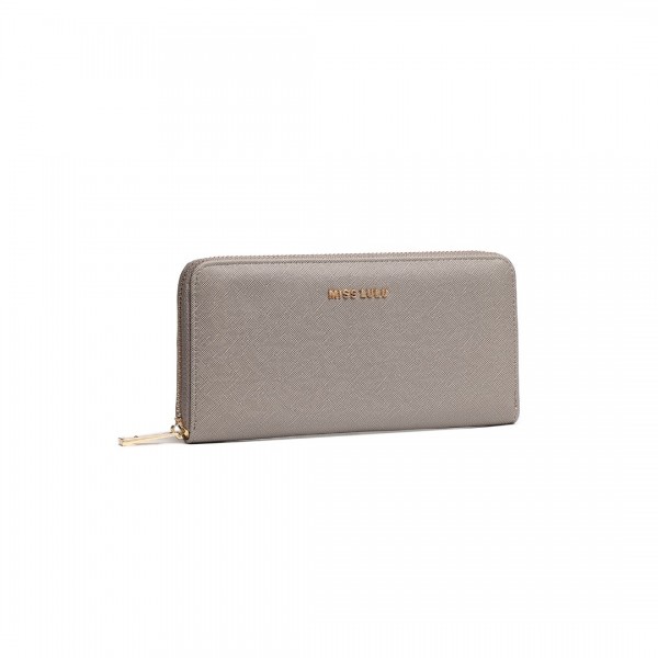LP2108 - Miss Lulu Zip Closure Ladies Purse Wallet - Grey