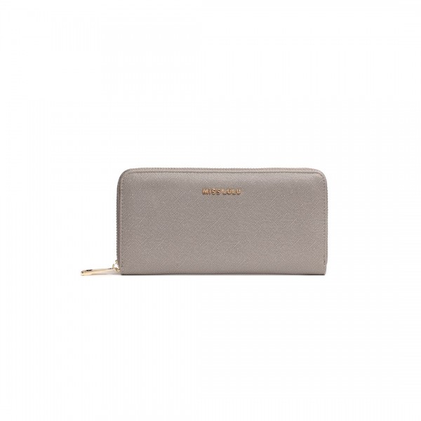 LP2108 - Miss Lulu Zip Closure Ladies Purse Wallet - Grey